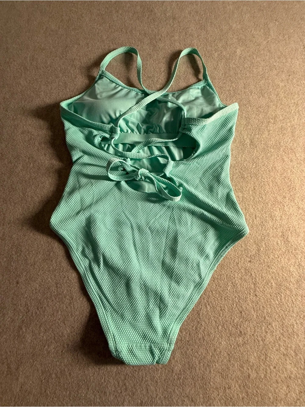 Mint Textured One-Piece Swimsuit with Slim Straps